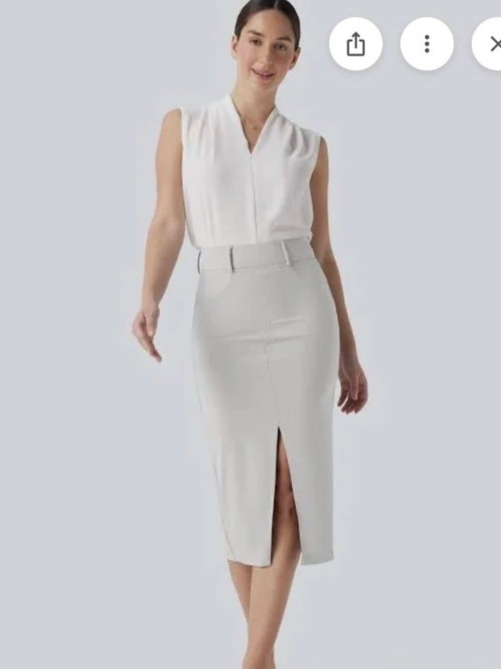 HALARA NWT White High-Waist Pencil Skirt with Front Slit